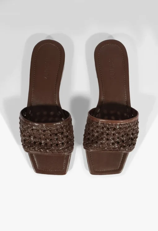Schutz Juliet Brown Leather Flat Sandal