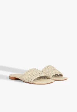 Schutz Juliet White Leather Flat Sandal