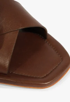 Schutz Lois Brown Leather Flat Sandal