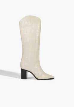 Schutz Maryana Block Crocodile-Embossed Leather Boot
