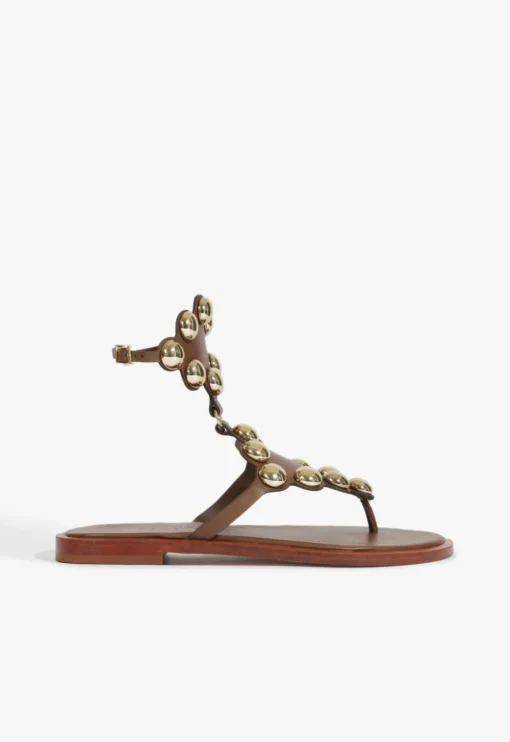 Schutz Mist Brown Leather Flat Sandal
