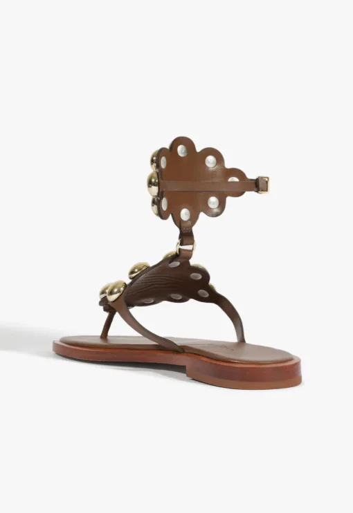 Schutz Mist Brown Leather Flat Sandal
