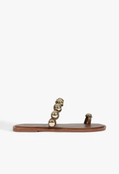 Schutz Romy Brown Leather Flat Sandal