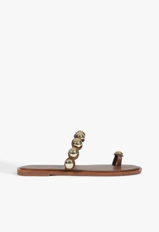 Schutz Romy Brown Leather Flat Sandal