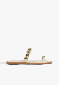 Schutz Romy White Leather Flat Sandal