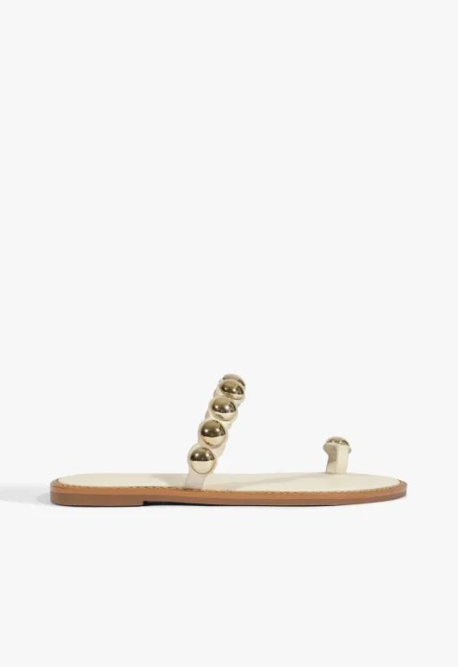 Schutz Romy White Leather Flat Sandal