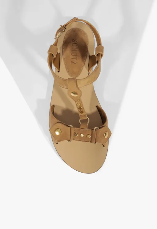 Schutz Stevie Brown Suede Flat Sandal